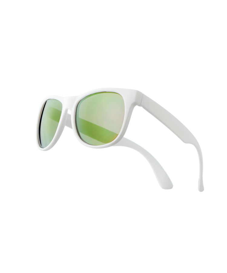 Union Printed - White Frames Reflector Mirrored Color Lens Sunglasses - UV 400 Protection — Green