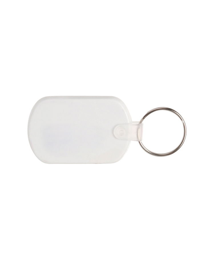 Union Printed - Soft Plastic Keychain Key Tag with 1-Color Logo — White
