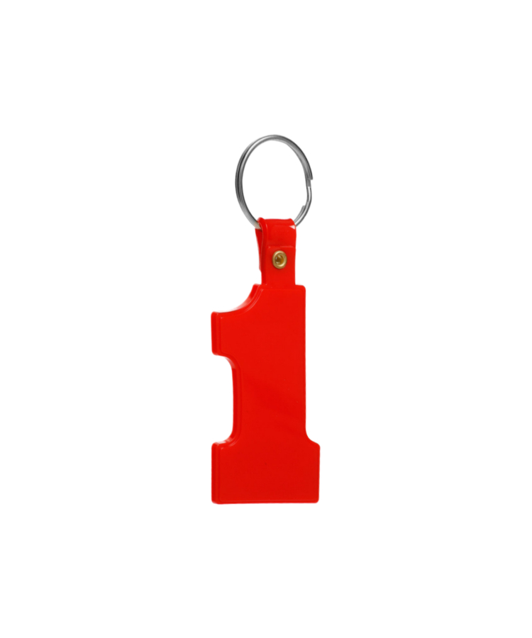 Union Printed - Number One Shaped Soft PVC Key Tags with 1-Color Logo — Red