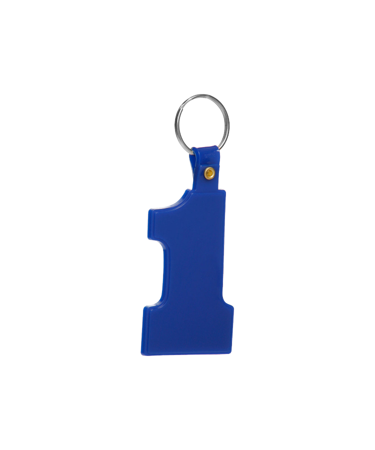 Union Printed - Number One Shaped Soft PVC Key Tags with 1-Color Logo — Blue