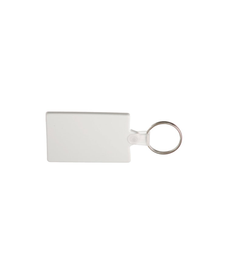Union Printed - Rectangle Soft Key Tag Key Tag with Key Ring — White