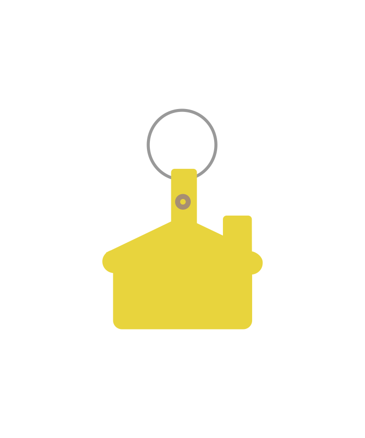 Union Printed - House Shaped Soft Key Tags with Keychain Ring - 1-Color Logo — Trans Yellow