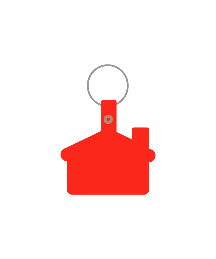 Union Printed - House Shaped Soft Key Tags with Keychain Ring - 1-Color Logo — Trans Red