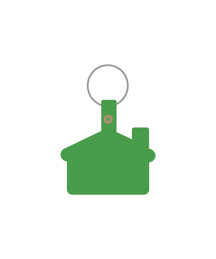 Union Printed - House Shaped Soft Key Tags with Keychain Ring - 1-Color Logo — Trans Green