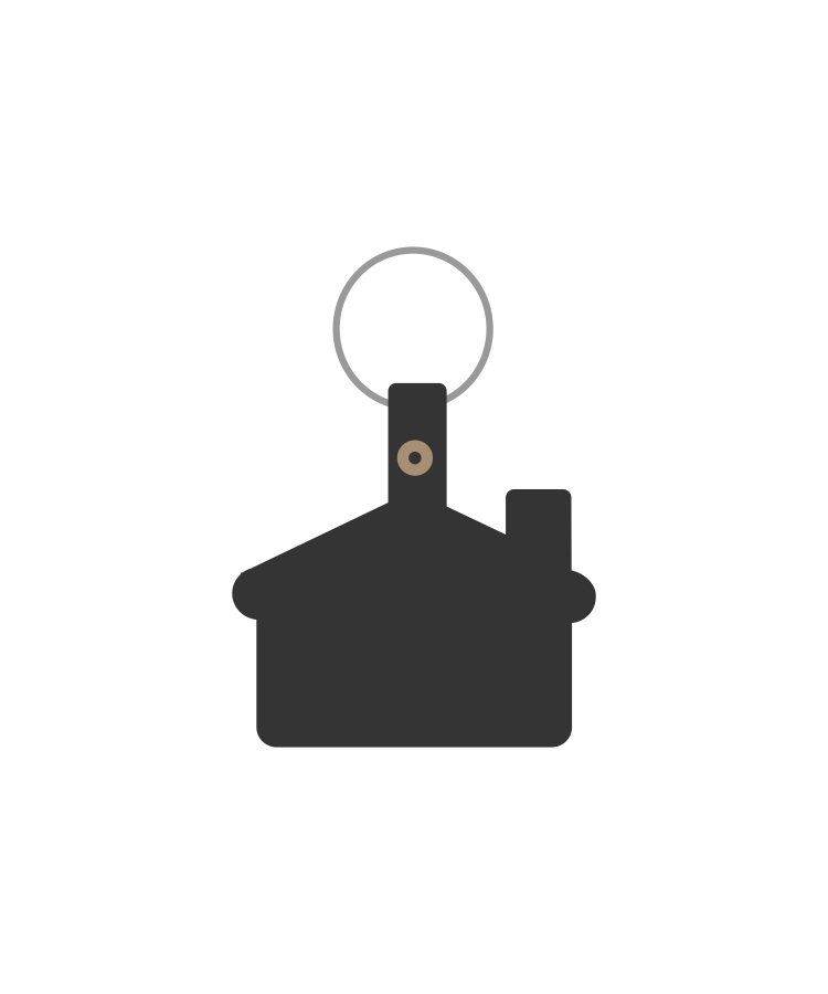 Union Printed - House Shaped Soft Key Tags with Keychain Ring - 1-Color Logo — Black