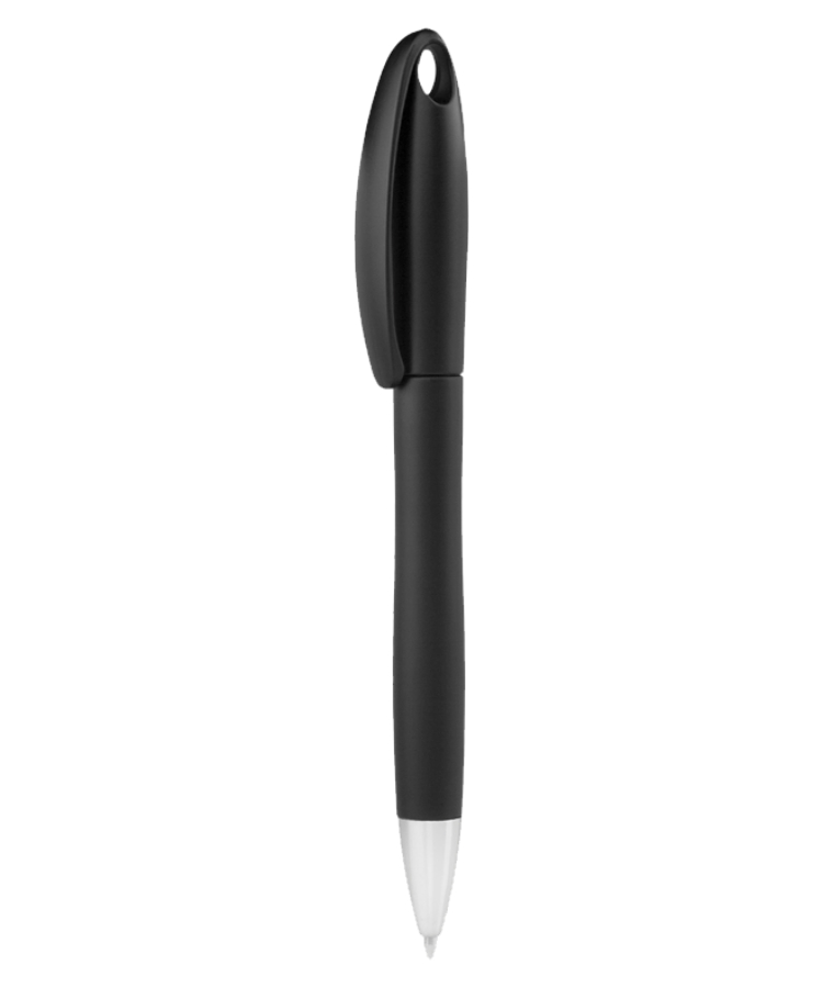 Union Printed - Cap Twist Ballpoint Pens with Loop for Rope 1-Color Print — Black