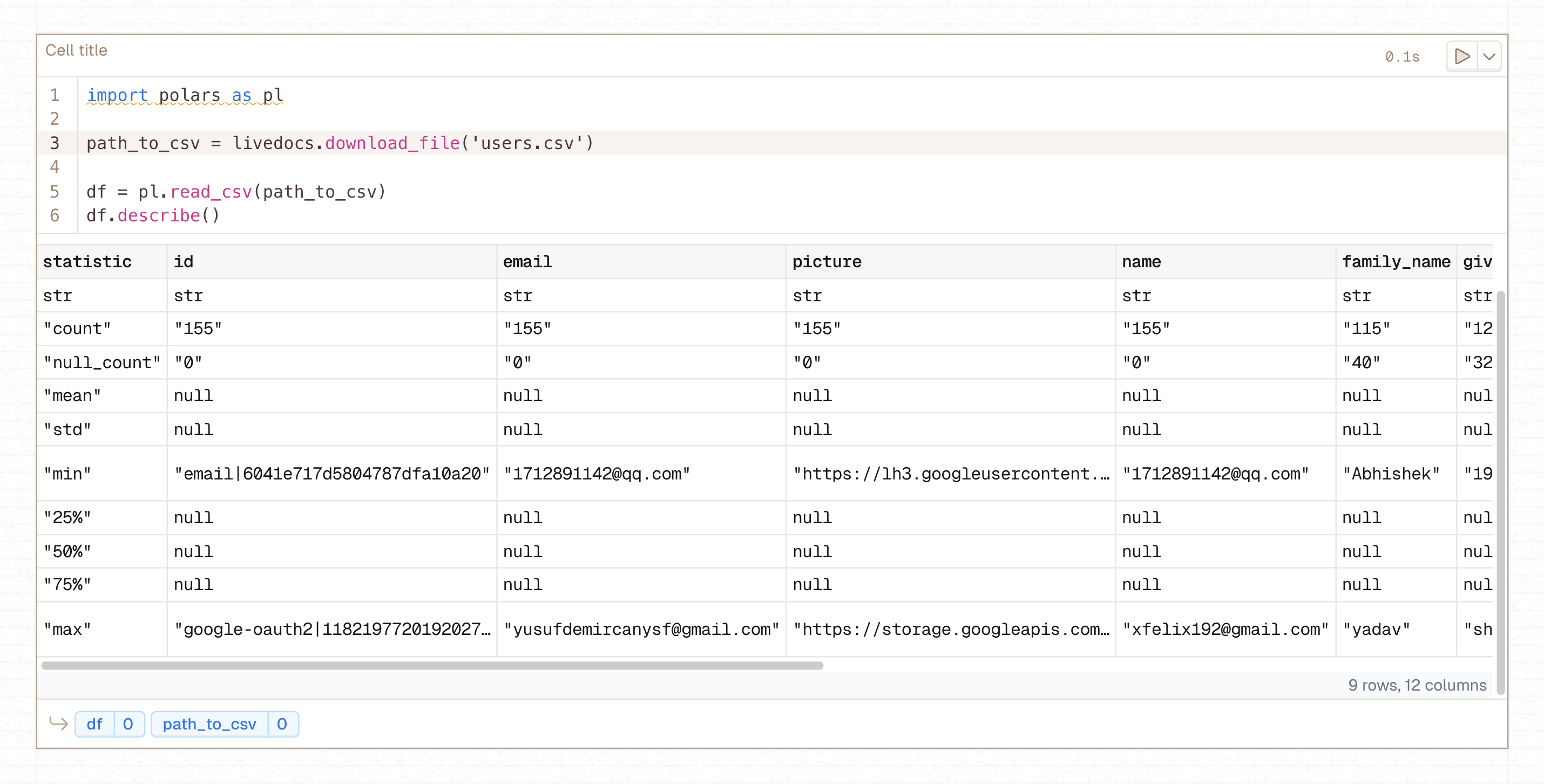 Using files in Python cells