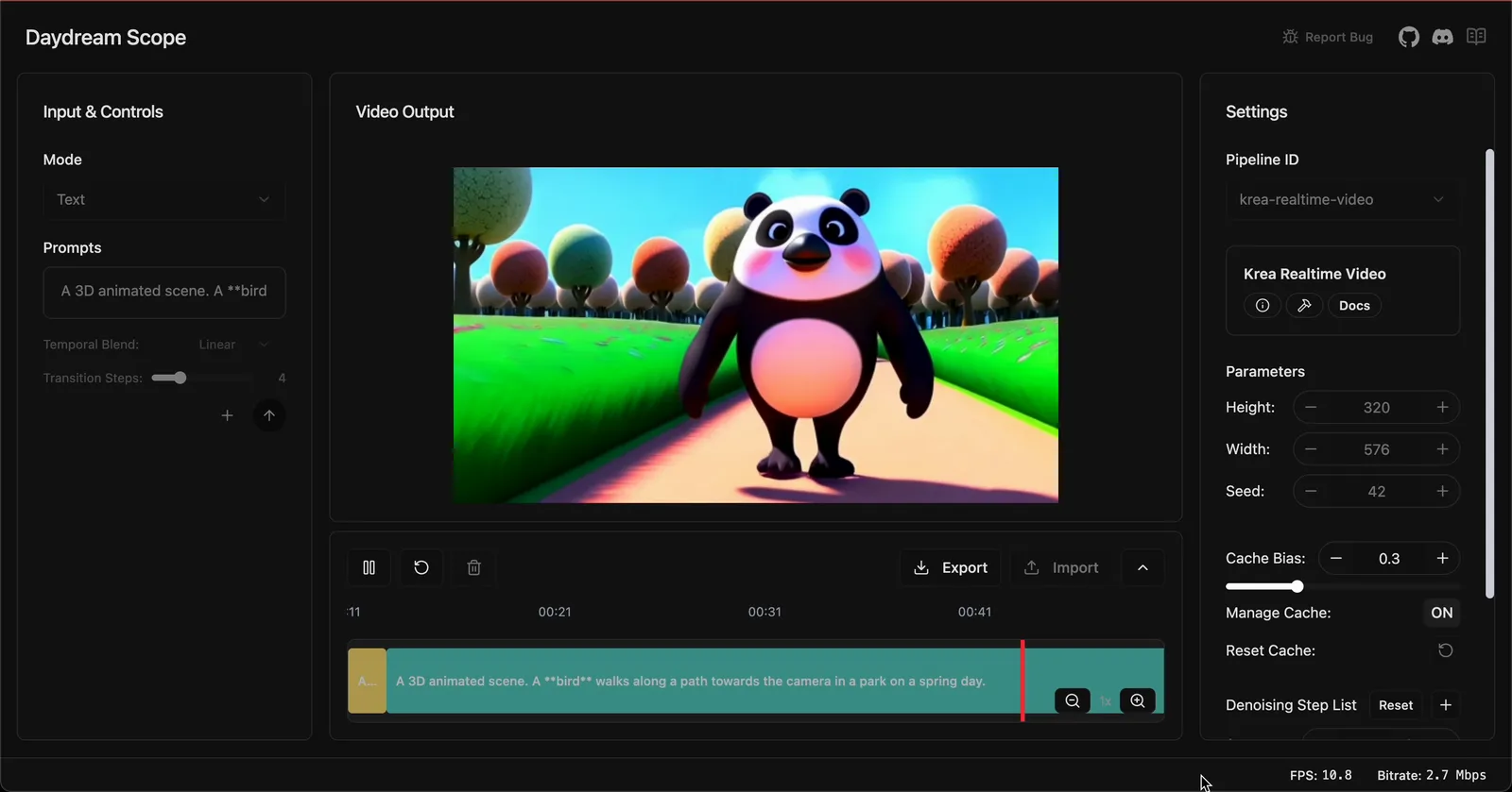 Panda to Bird in the Park