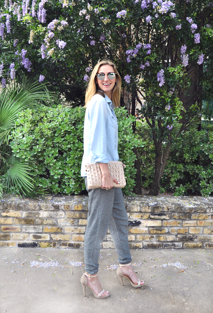 livvyland-blog-mint-clothing-company-joggers-how-to-wear-chambray-blush-pink-reflective-sunglasses-olivia-watson-austin-texas-fashion-blogger-2