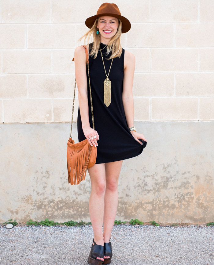 boho style black dress