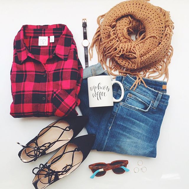 livvyland-blog-olivia-watson-joes-jeans-topshop-lace-up-flats-red-plaid-flannel-top-knots-and-coffee-mug-chalk-full-of-love-fall-outfit-inspiration