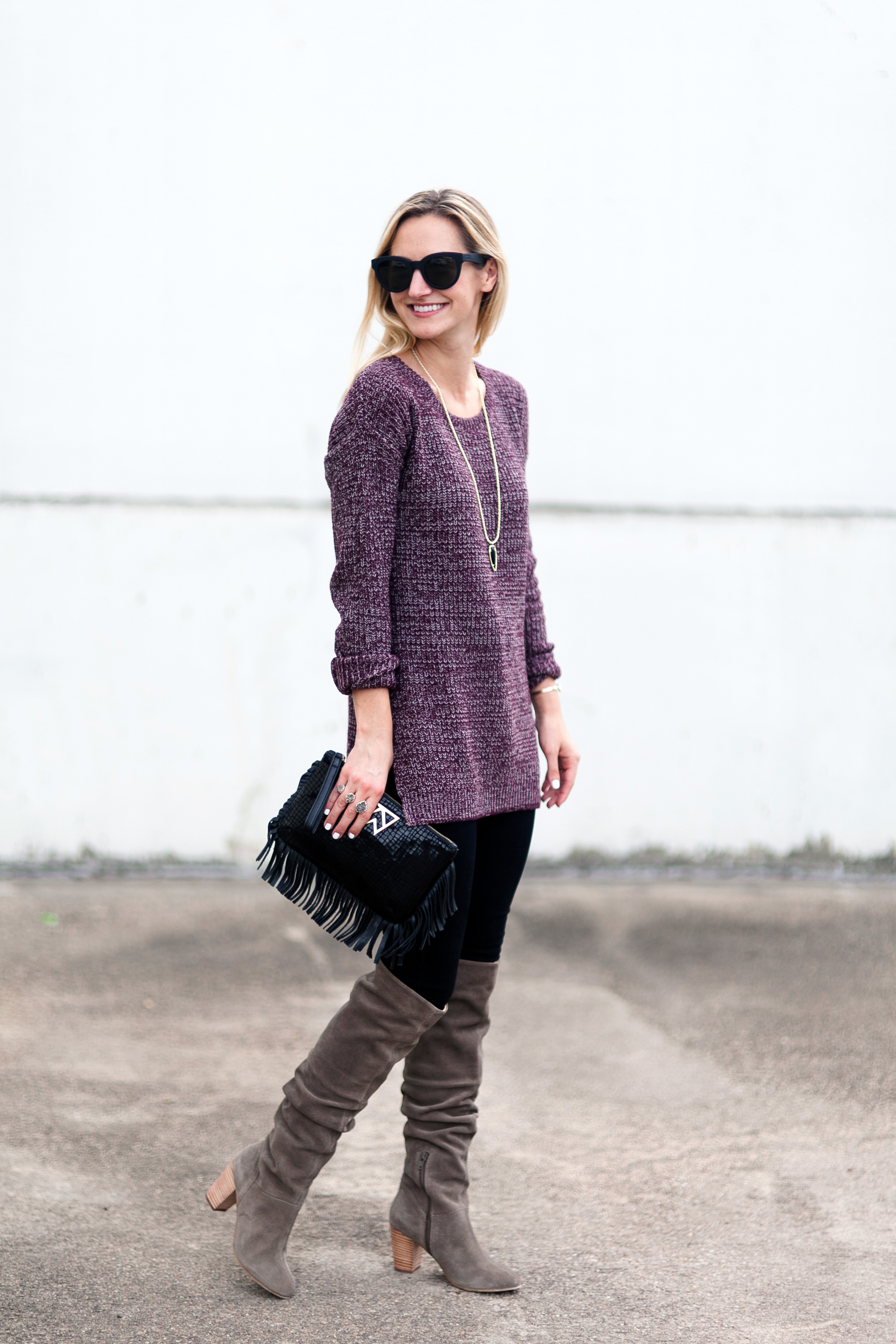 Long Sweater & Over The Knee Boots - LivvyLand | Austin Fashion and ...