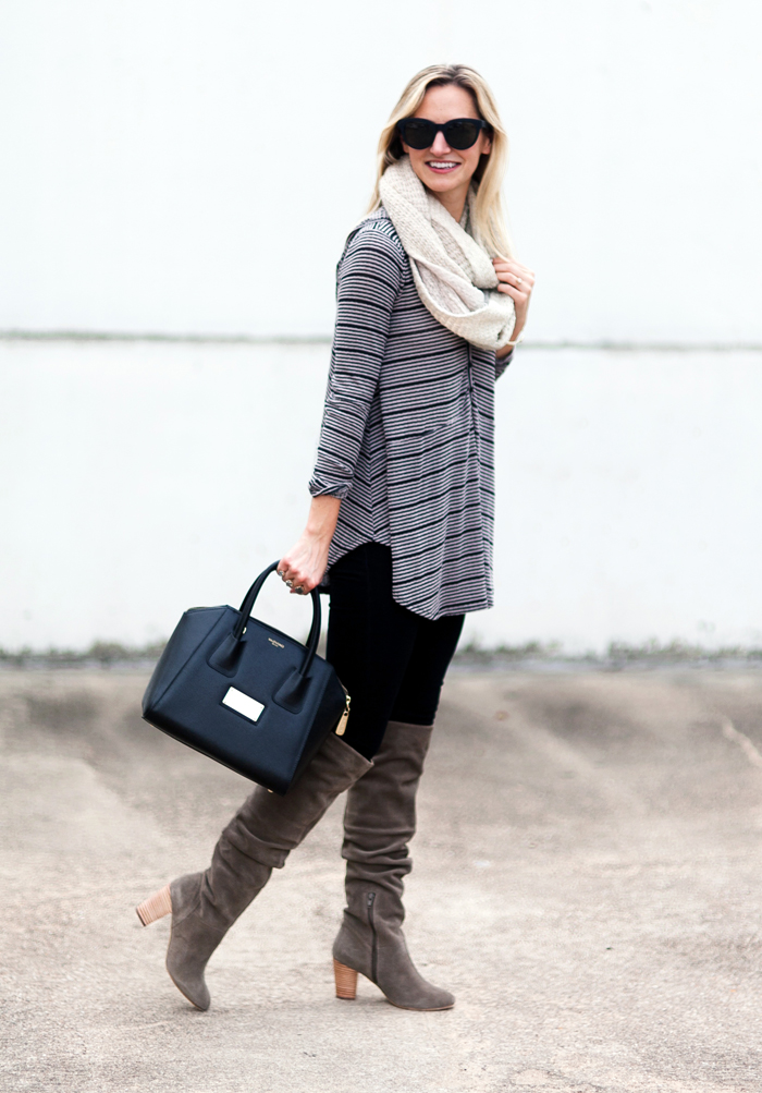 Cozy Striped Long Sleeve + Over the Knee Boots - LivvyLand