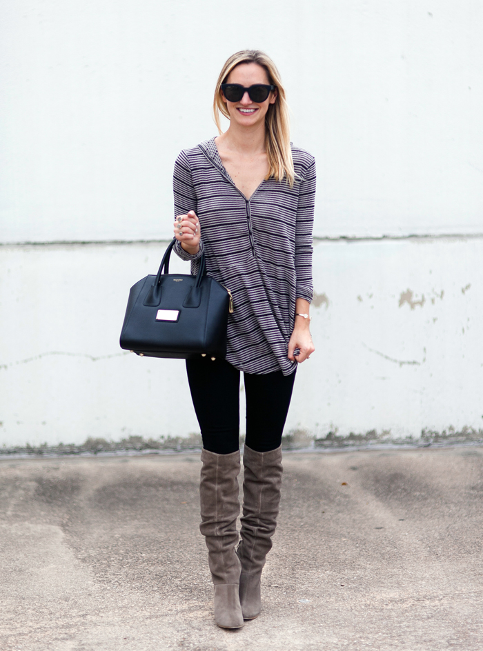 Cozy Striped Long Sleeve + Over the Knee Boots - LivvyLand | Austin ...