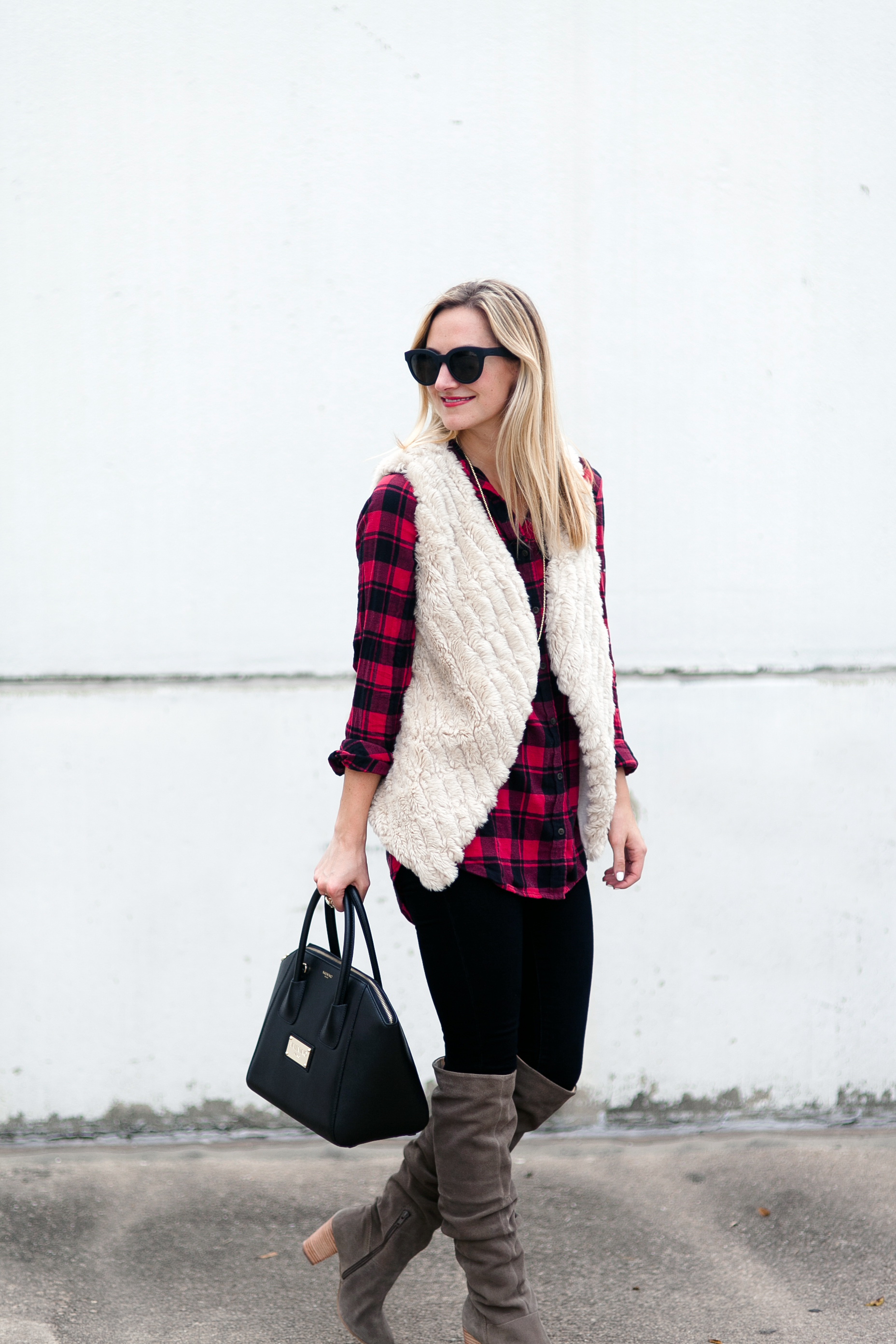 Fall Style: Faux fur vest & Over The Knee Boots! - FASHION HOTBOX