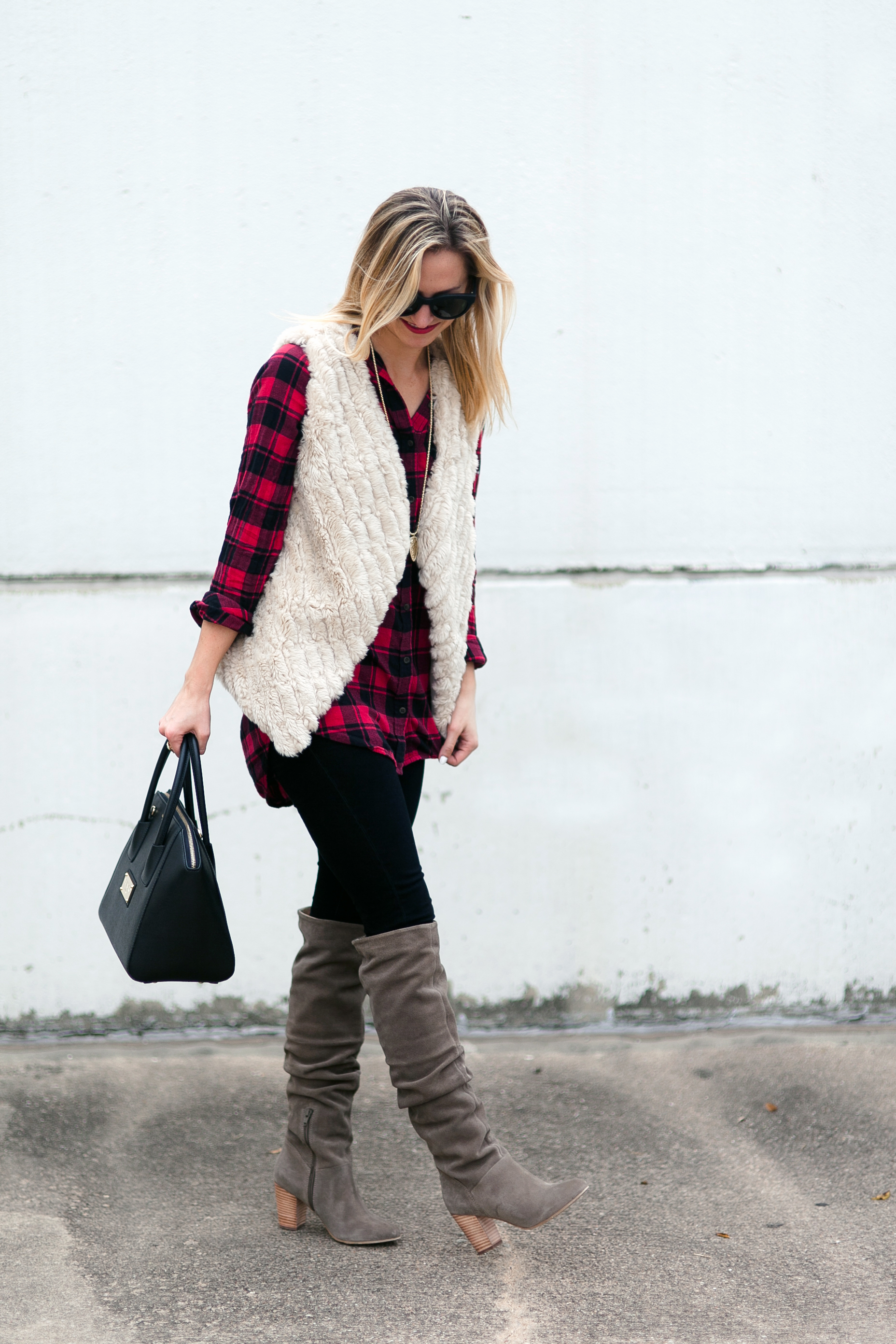 Fall Style: Faux fur vest & Over The Knee Boots! - FASHION HOTBOX