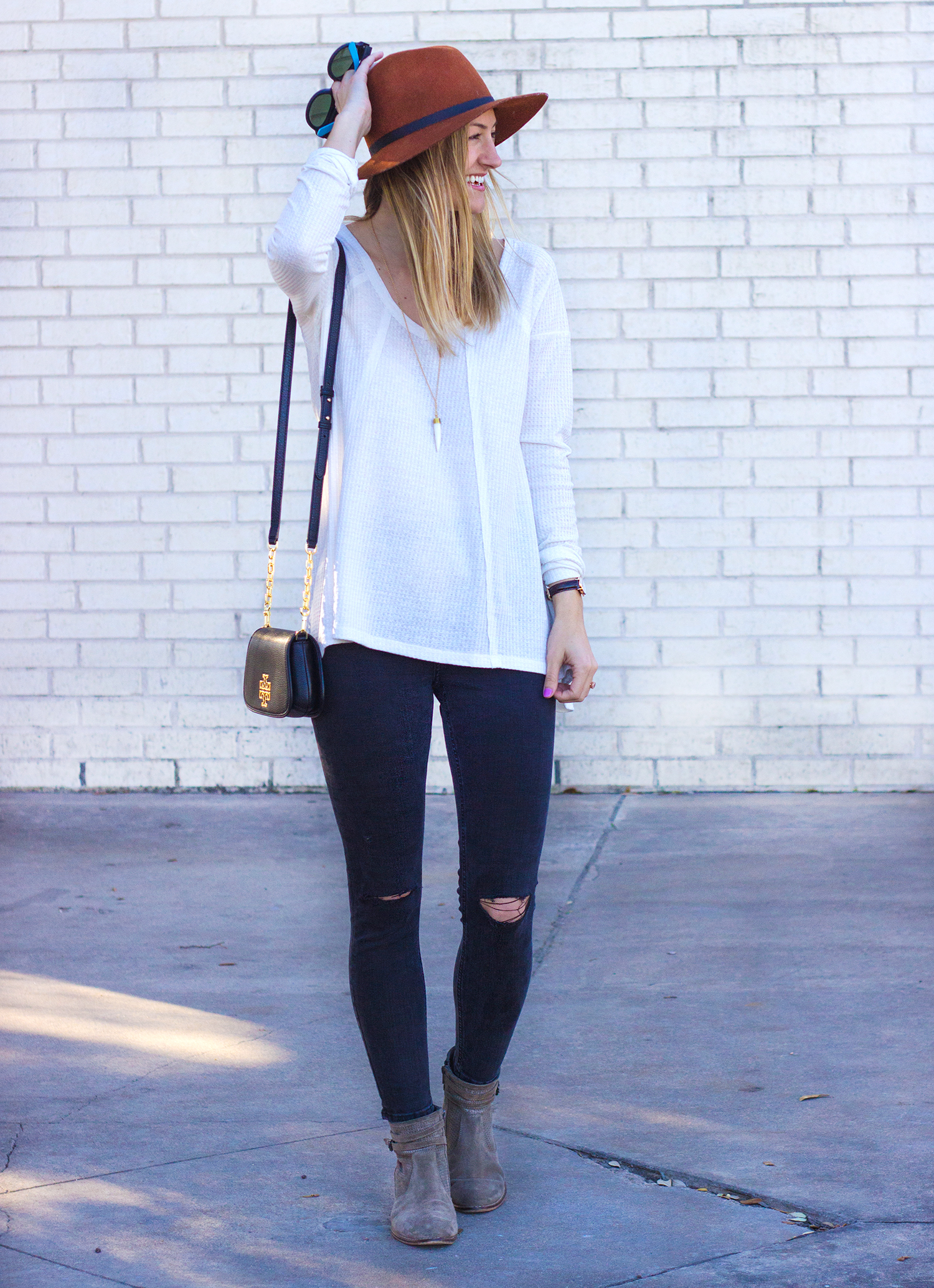 Thermal Tee & Distressed Skinny Jeans - LivvyLand | Austin Fashion and  Style Blogger