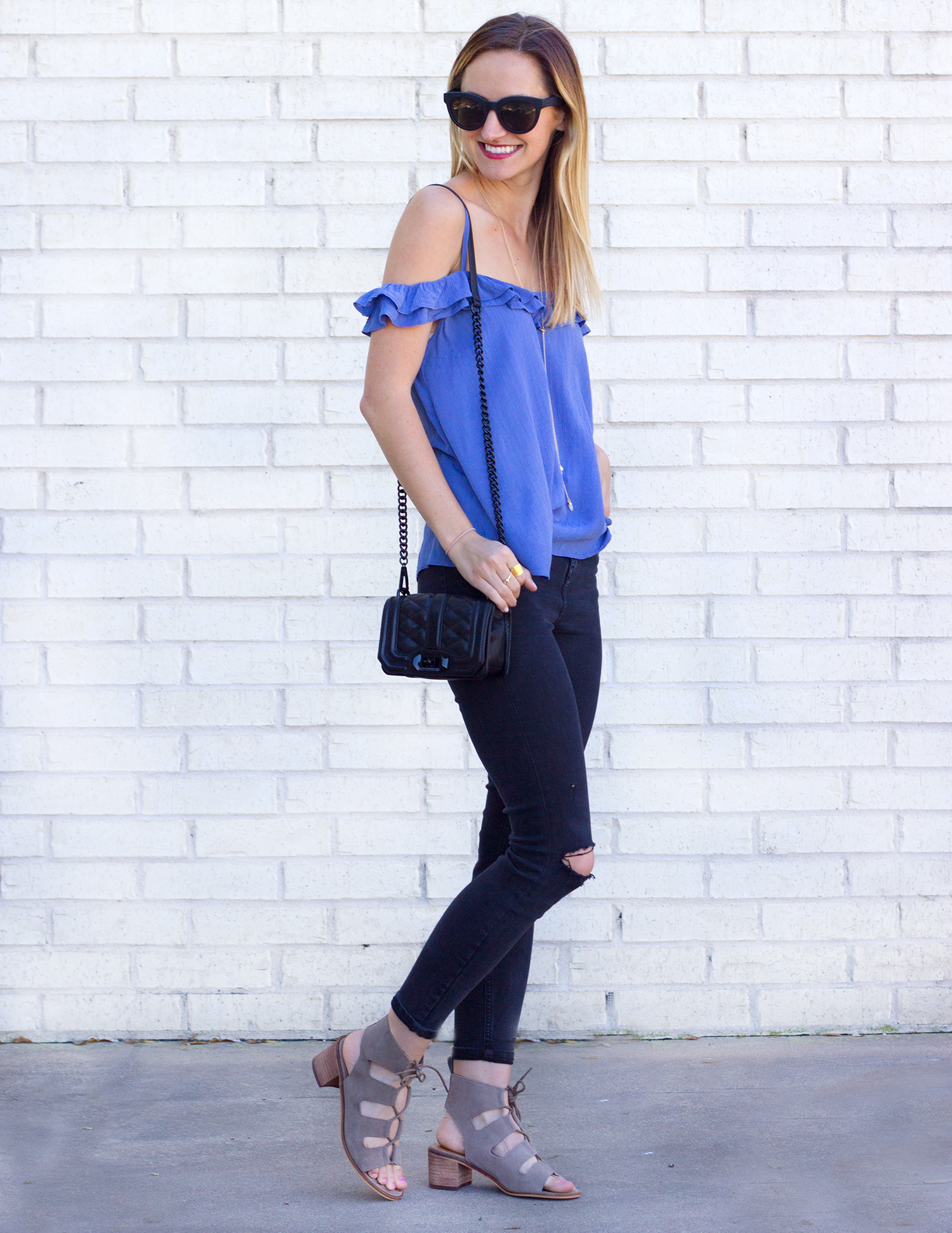 Ruffled Cold Shoulder Top - LivvyLand | Austin Fashion and Style Blogger