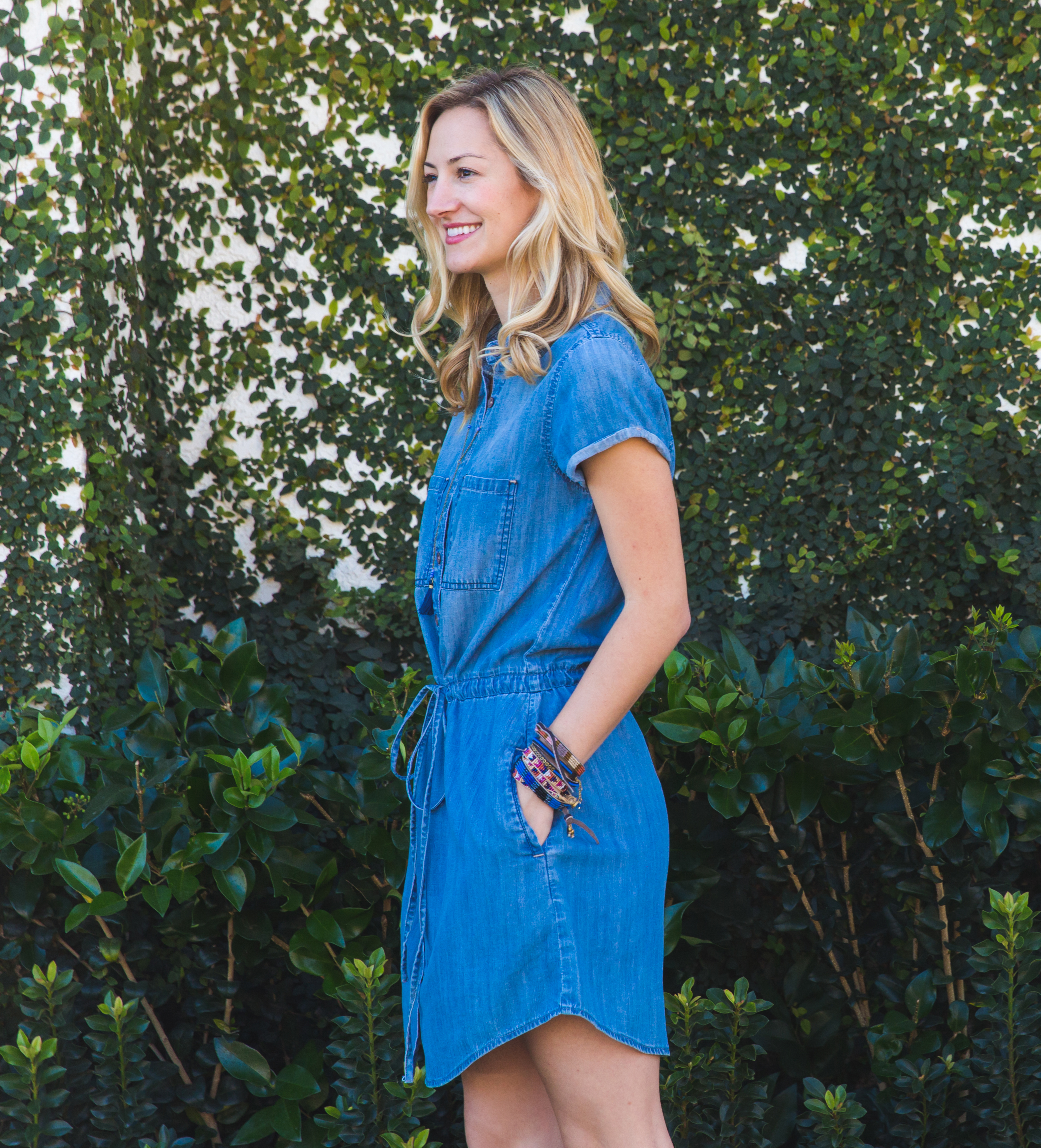 denim and silver outfit