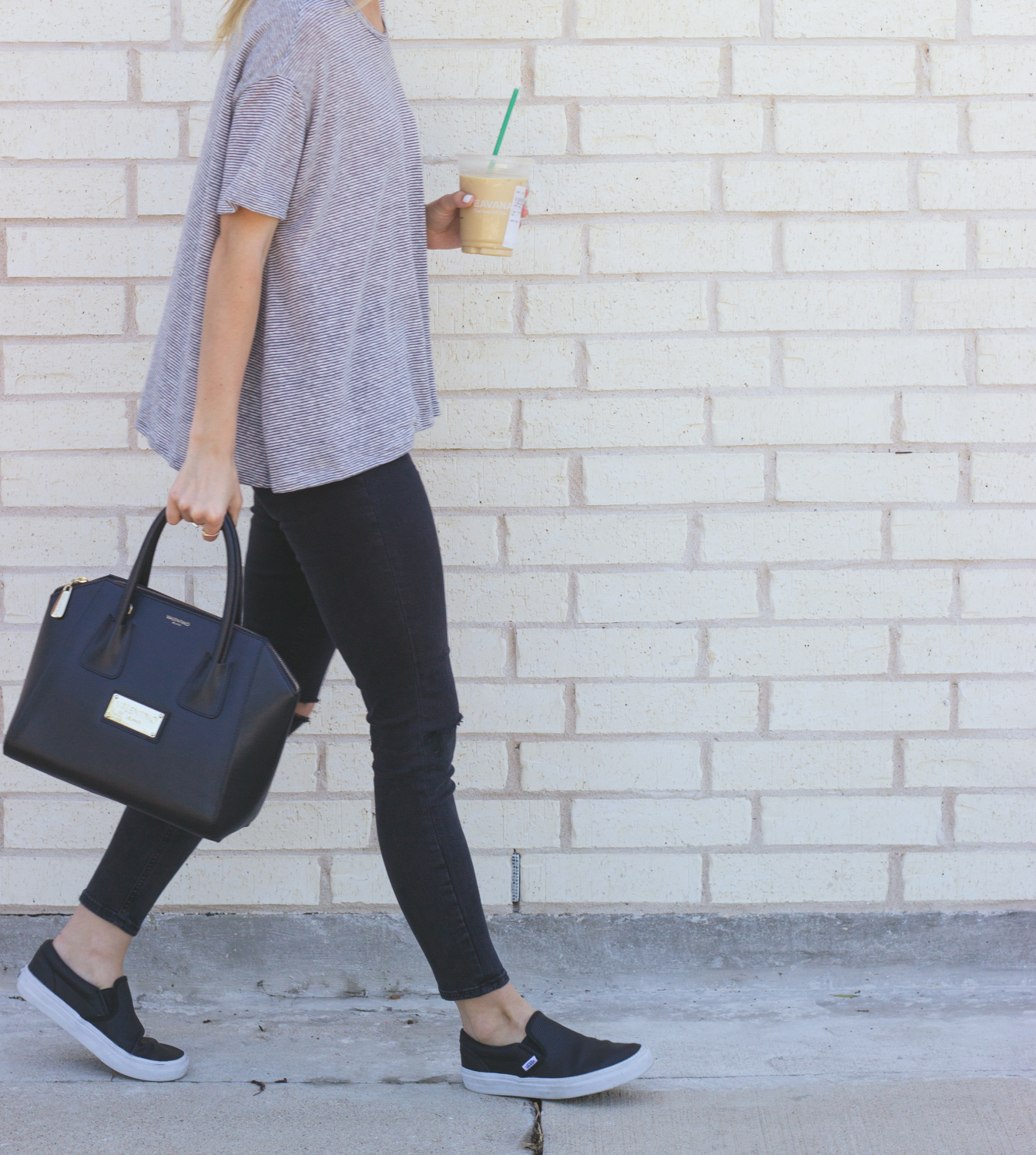 black slip on sneakers outfit