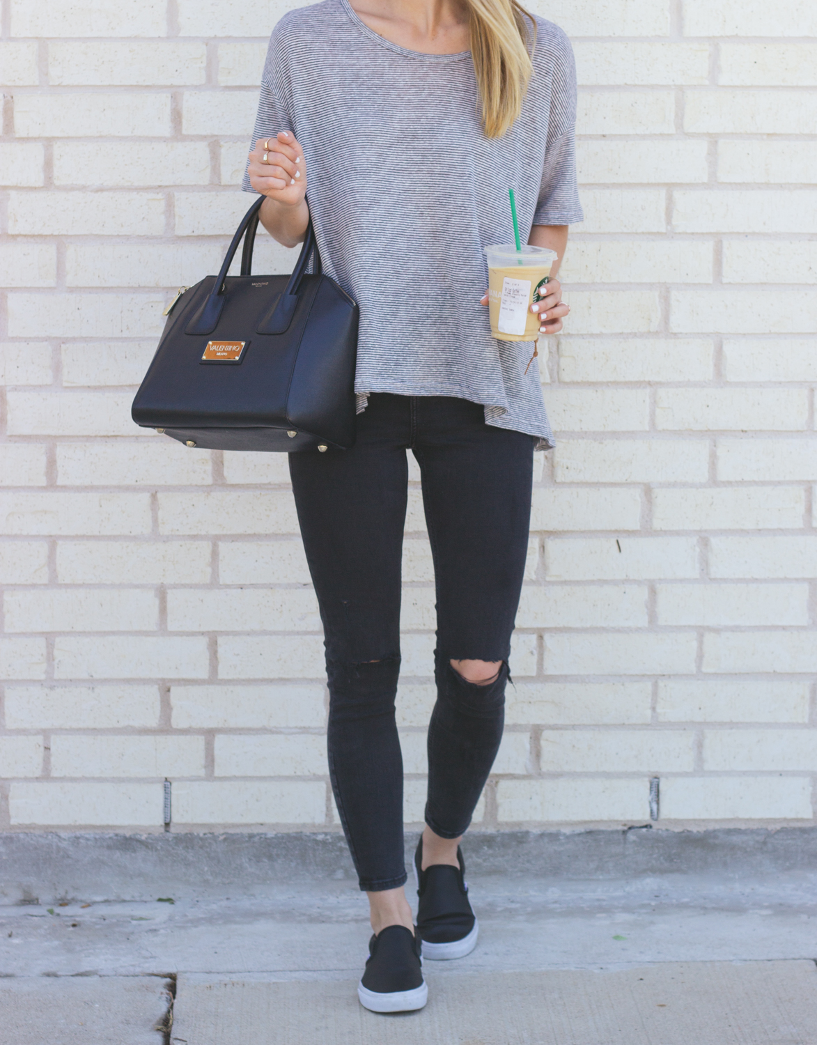 black slip on sneakers outfit