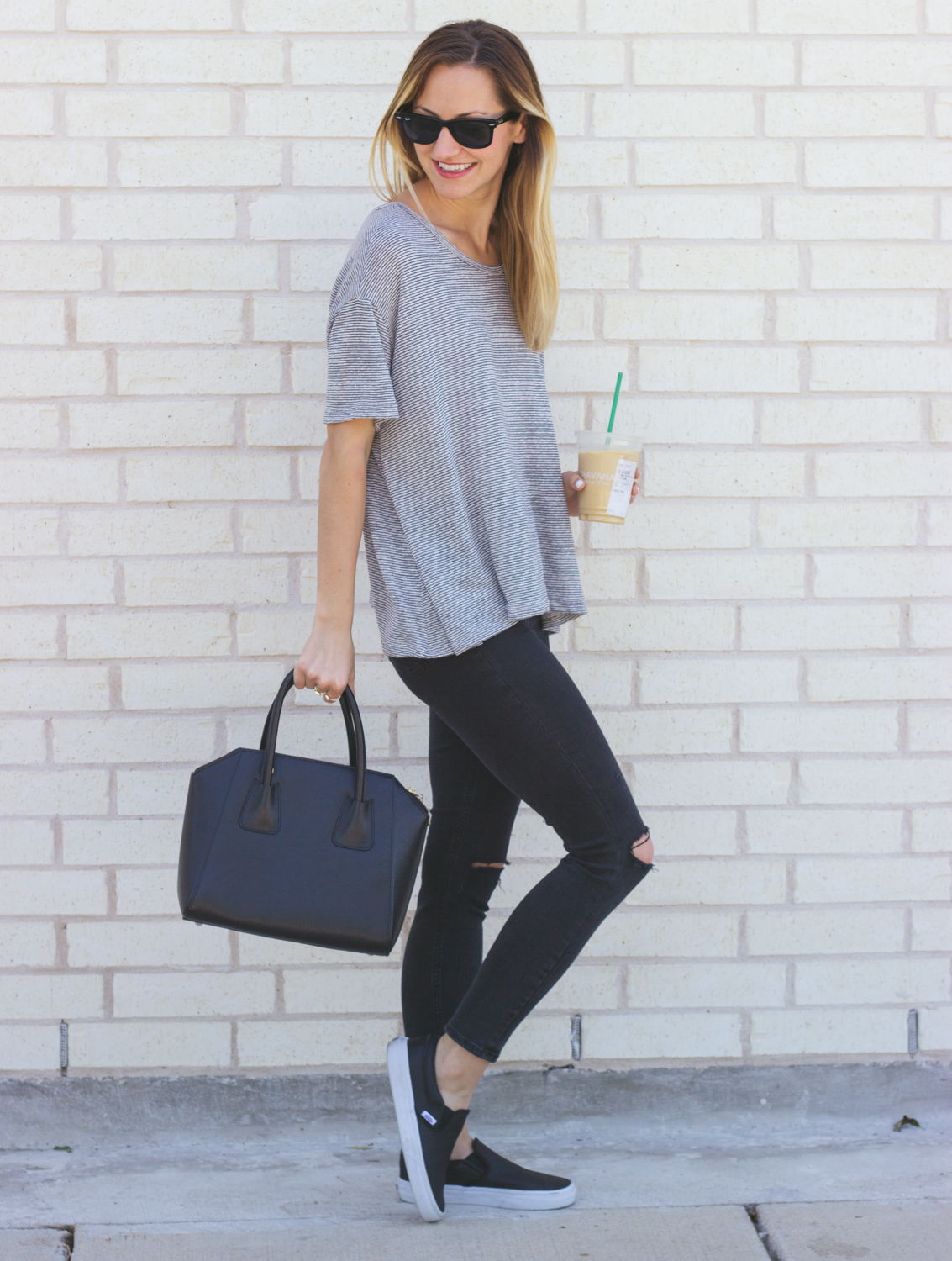 Casual Black Leggings Outfit - Coffee With Summer