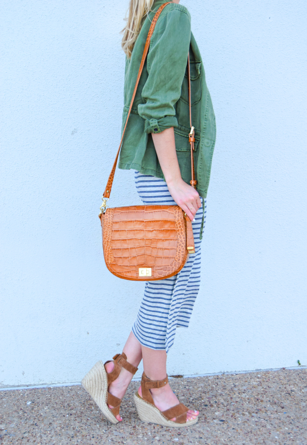 livvyland-blog-olivia-watson-austin-texas-fashion-blogger-striped-midi-dress-green-utility-jacket-brahmin-sonny-crossbody-handbag-prada-cat-eye-sunglasses-casual-outfit-2