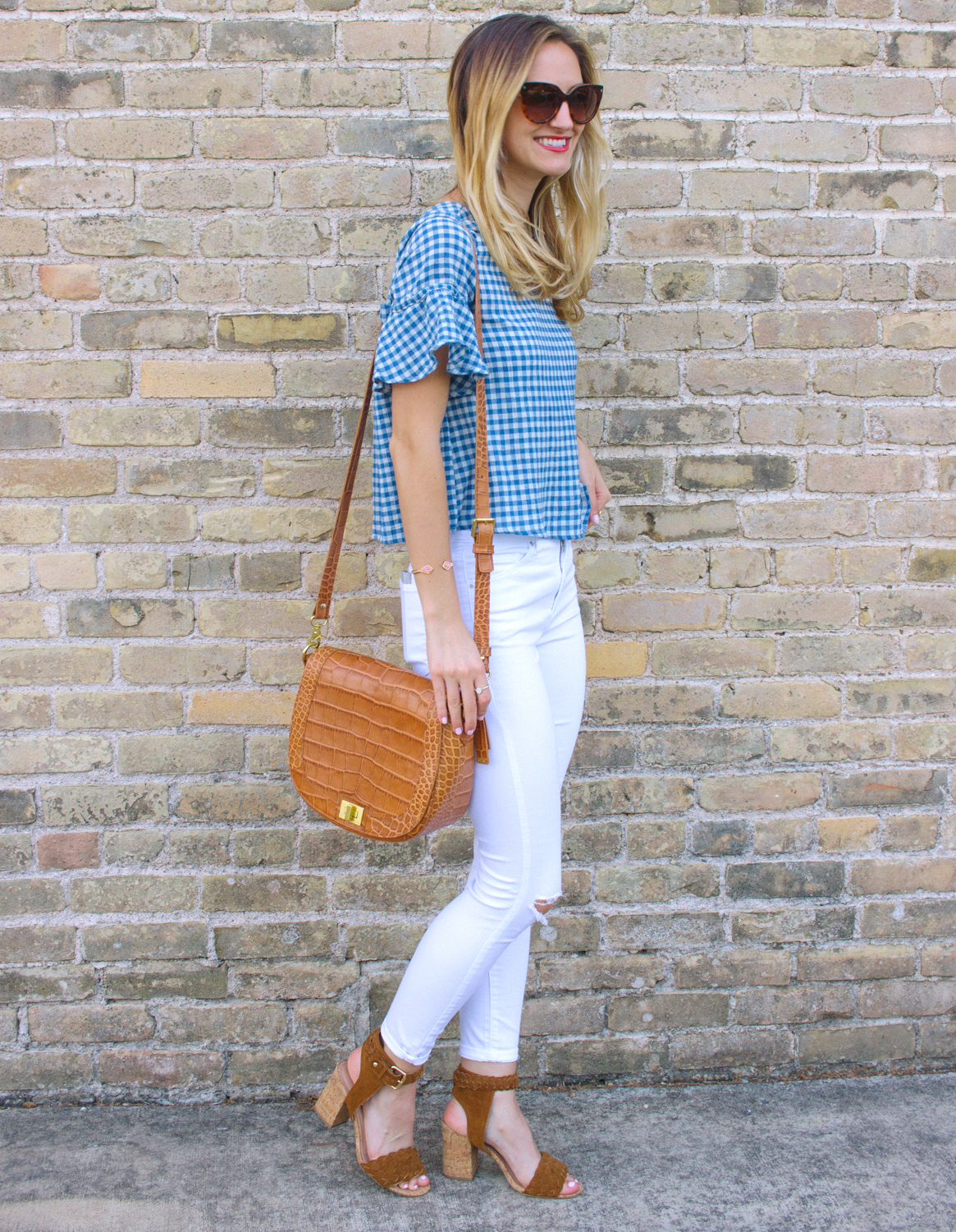 Ruffled Gingham Top - LivvyLand | Austin Fashion and Style Blogger