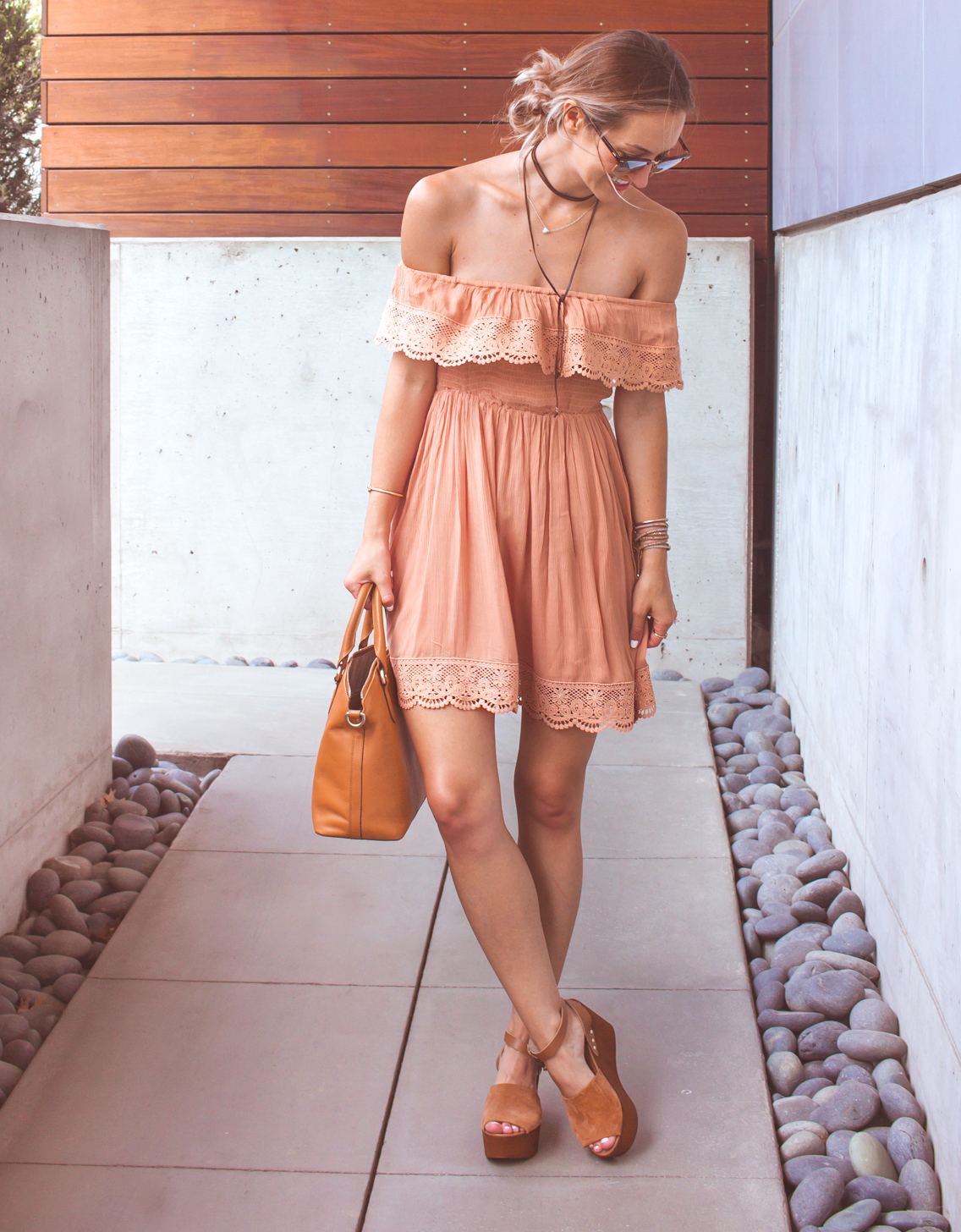 livvyland-blog-olivia-watson-austin-texas-fashion-lifestyle-blogger-peach-coral-lace-off-shoulder-dress-platform-wedges-summer-outfit-6