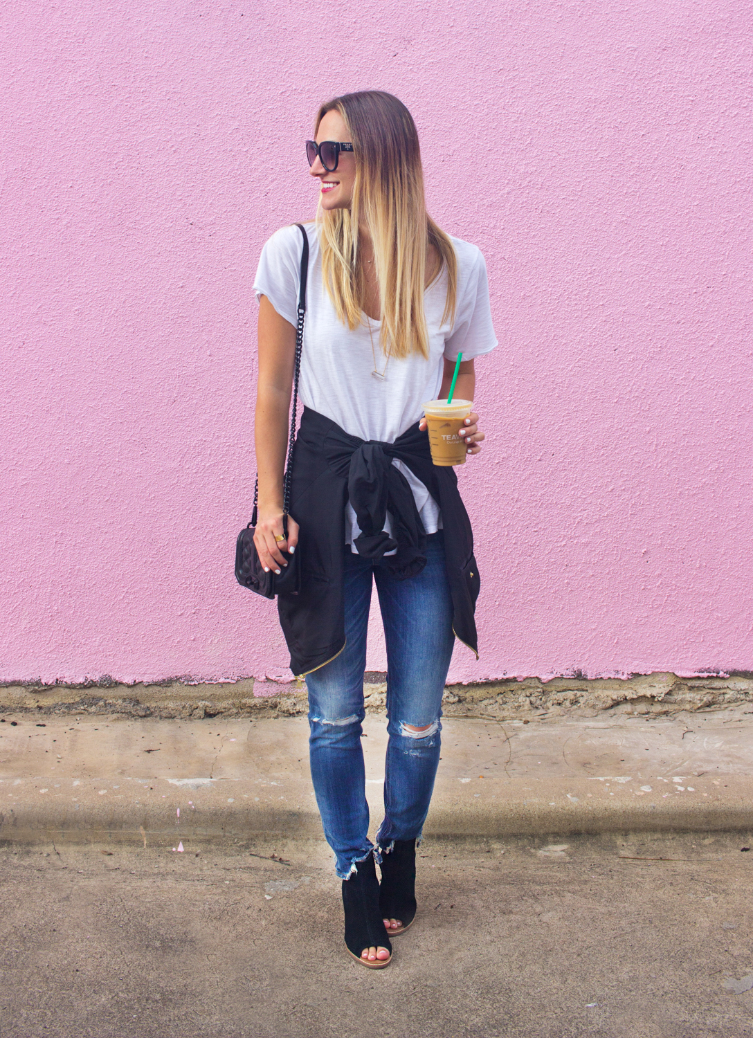 Coffee Date In Express Denim - LivvyLand | Austin Fashion and Style Blogger