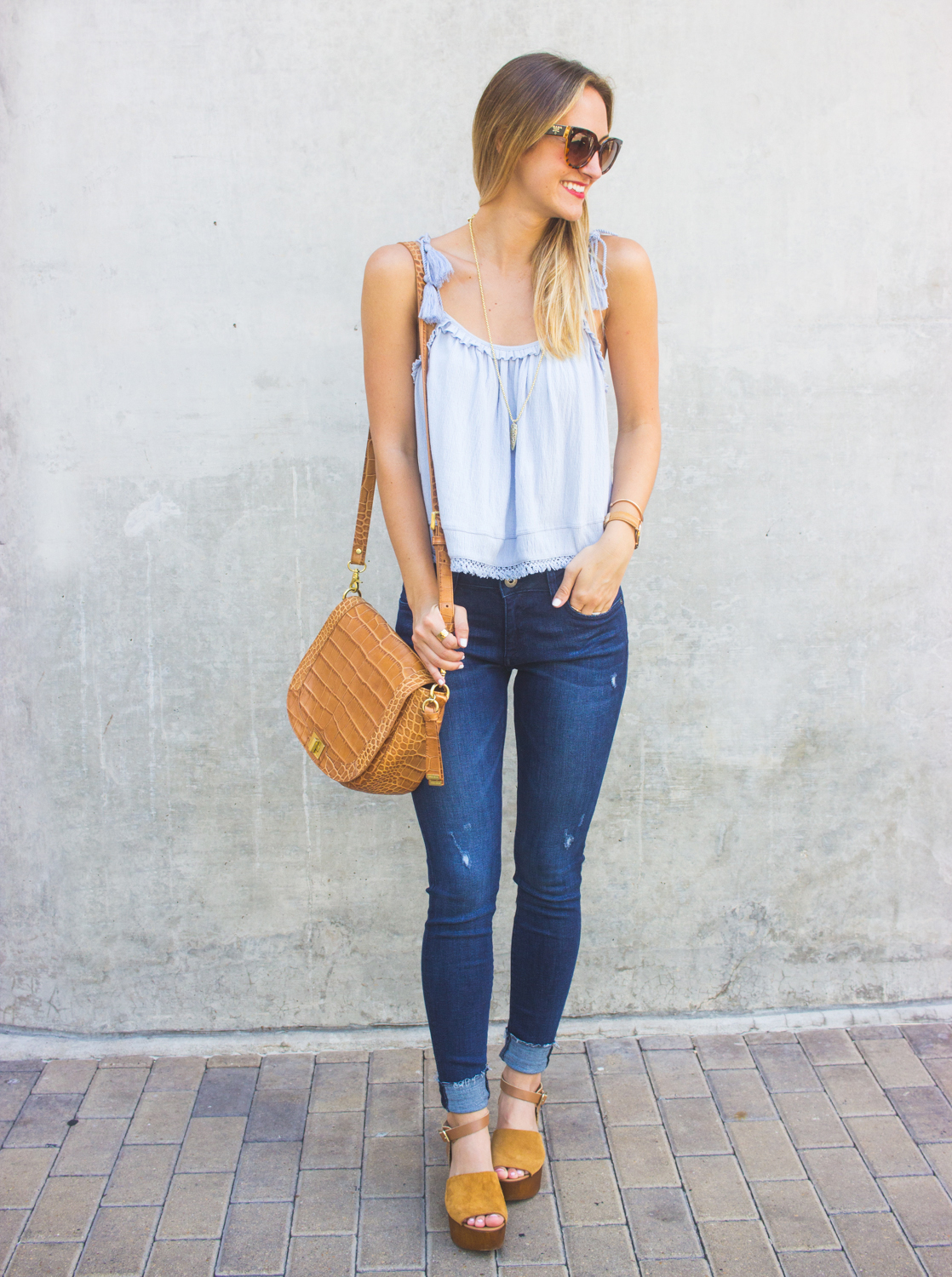 Pastel Tassel Tie Top & Jeans - LivvyLand | Austin Fashion and Style ...