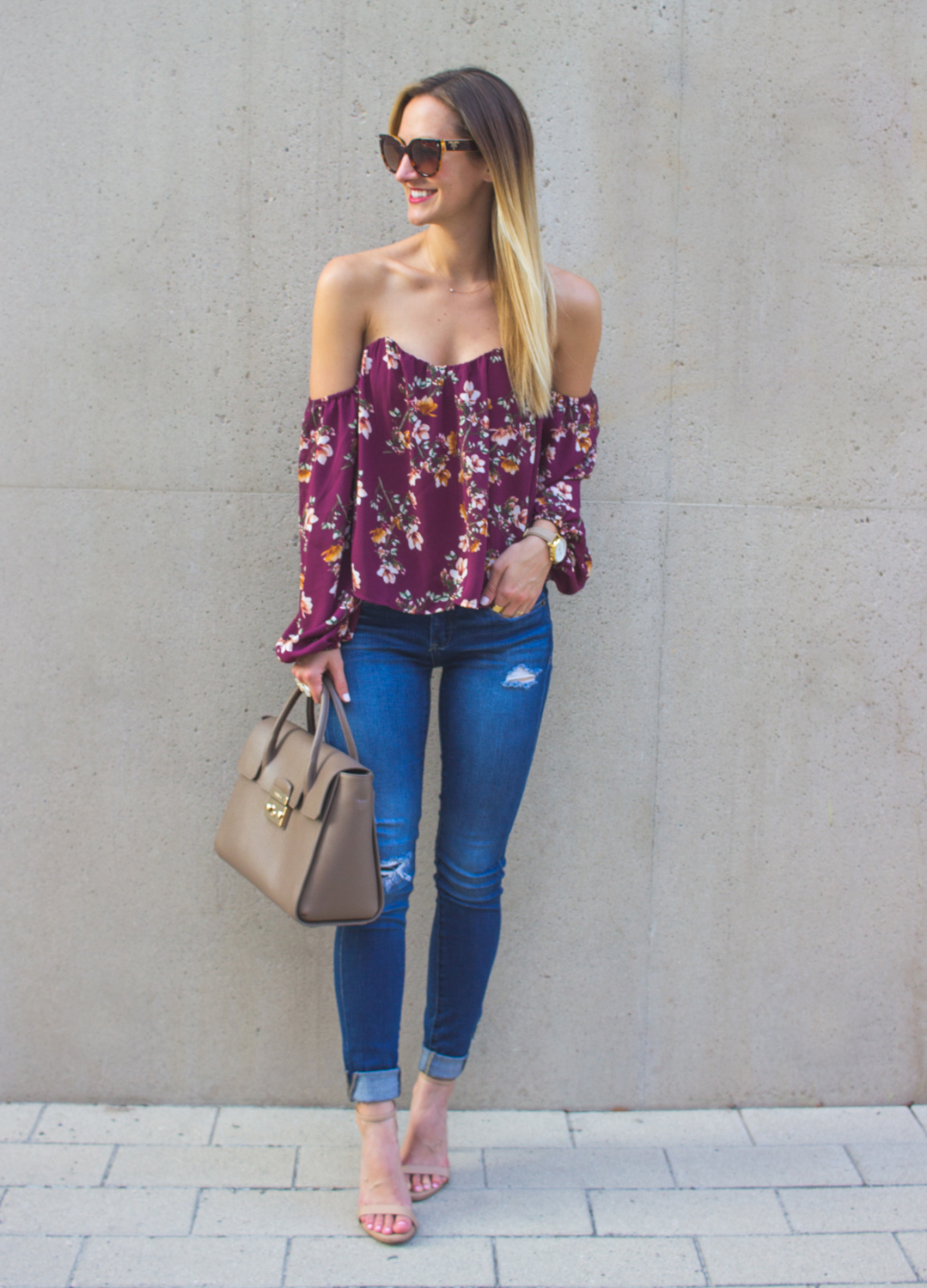 livvyland-blog-olivia-watson-austin-texas-fashion-blogger-off-shoulder-boustier-top-4si3nna-floral-blank-nyc-nordstrom-skinny-jeans-4