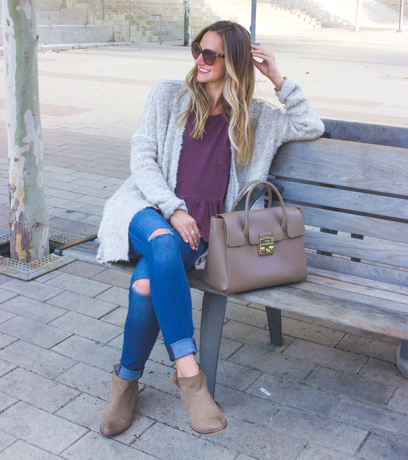 Cozy Fall Outfit: Oversized Cardigan & Distressed Denim - LivvyLand ...