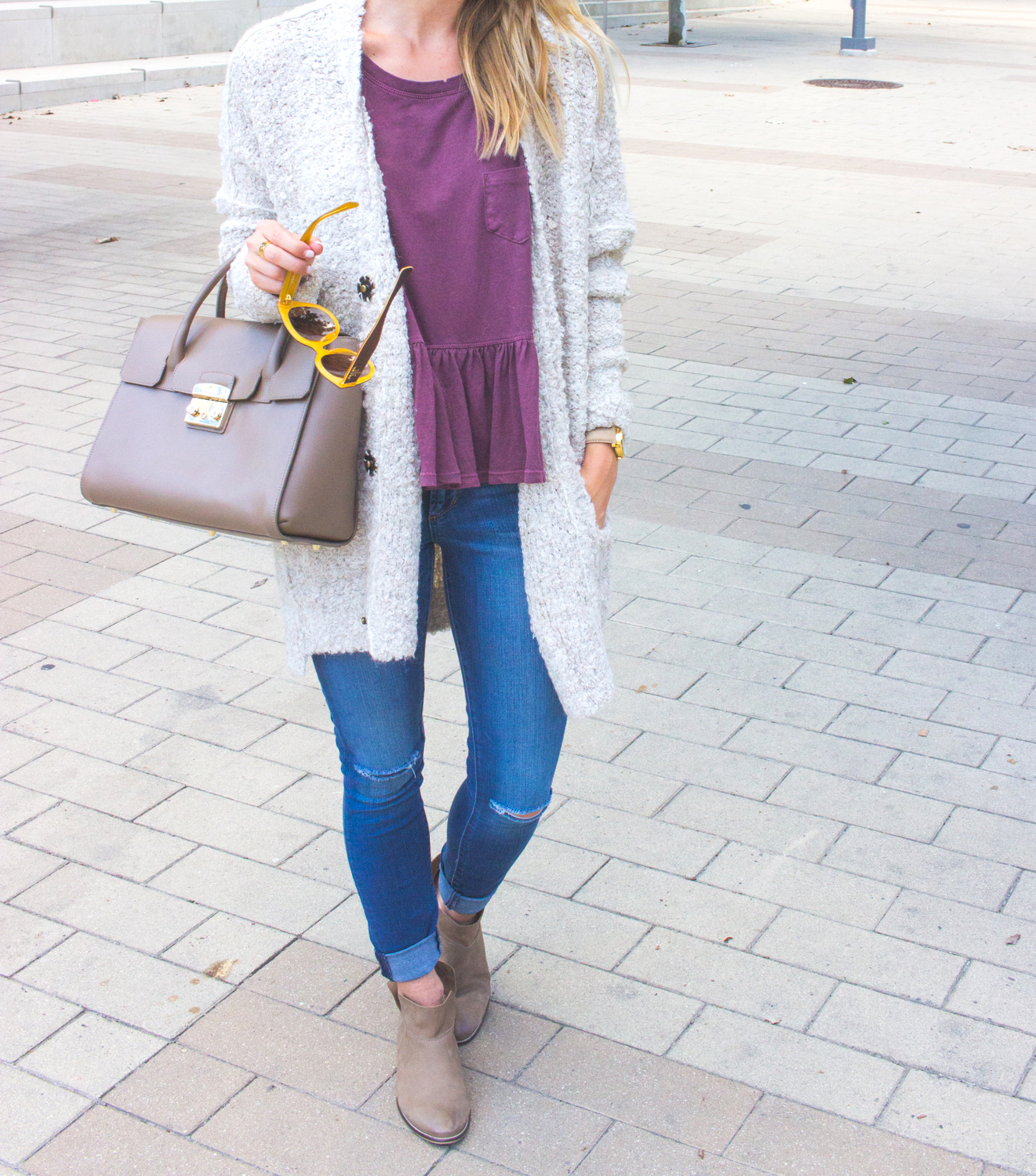 Cozy Fall Outfit: Oversized Cardigan & Distressed Denim - LivvyLand ...