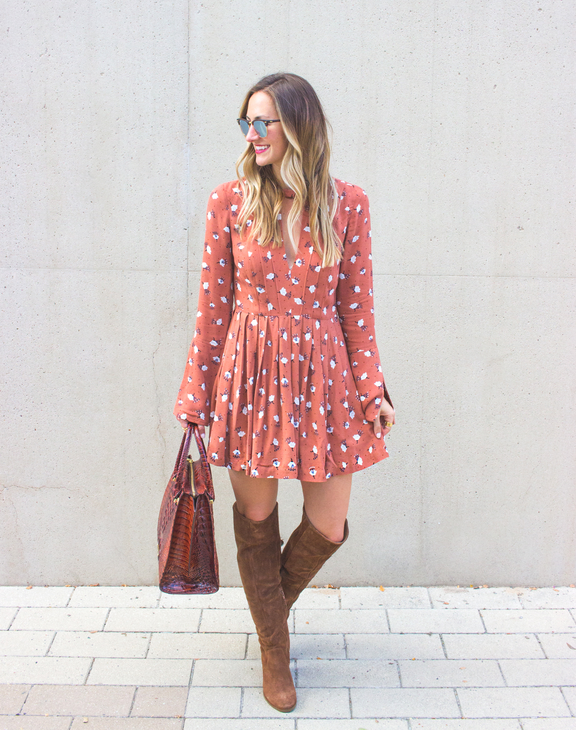 floral dress and boots