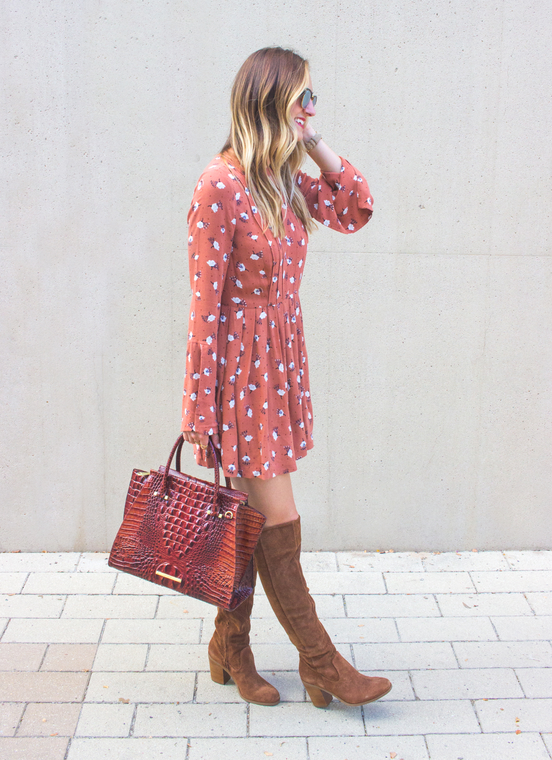 Boho Floral Dress & OTK Boots - LivvyLand