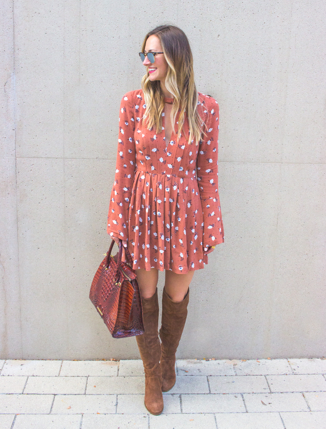 Boho Floral Dress & OTK Boots - LivvyLand  Austin Fashion 