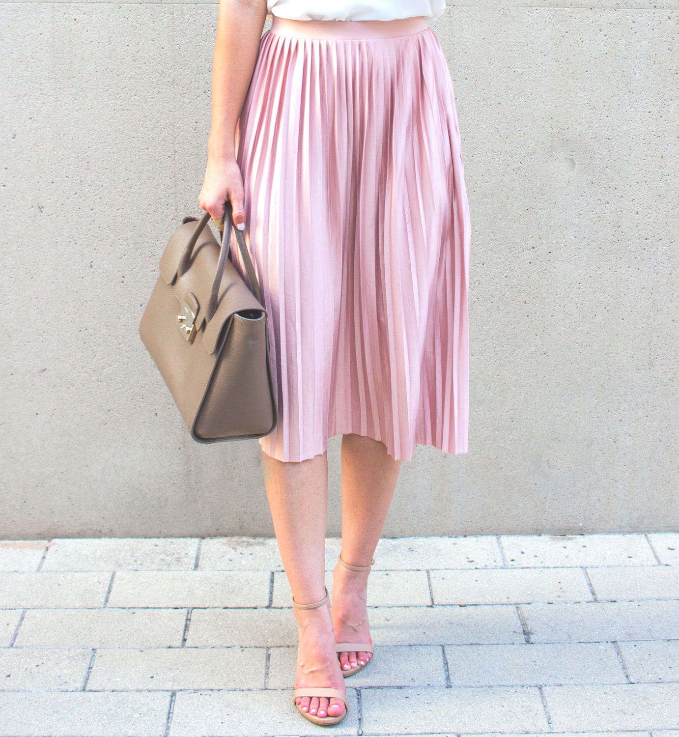 topshop pink pleated skirt