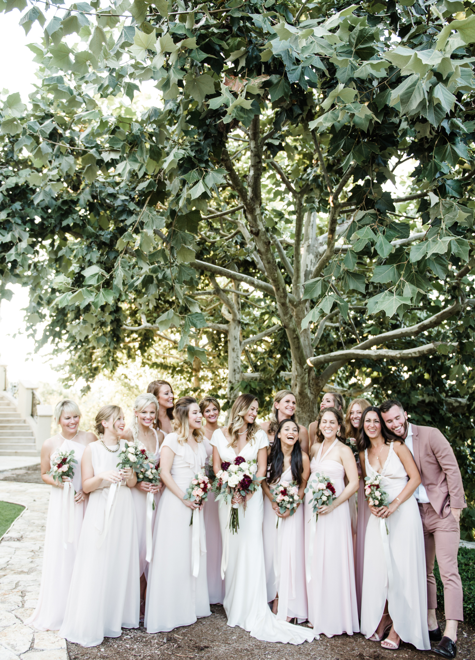 livvyland-blog-olivia-watson-wedding-villa-del-lago-austin-texas-fall-blush-burgundy-classic-romantic-joanna-august-mismatched-bridesmaid-dresses-3