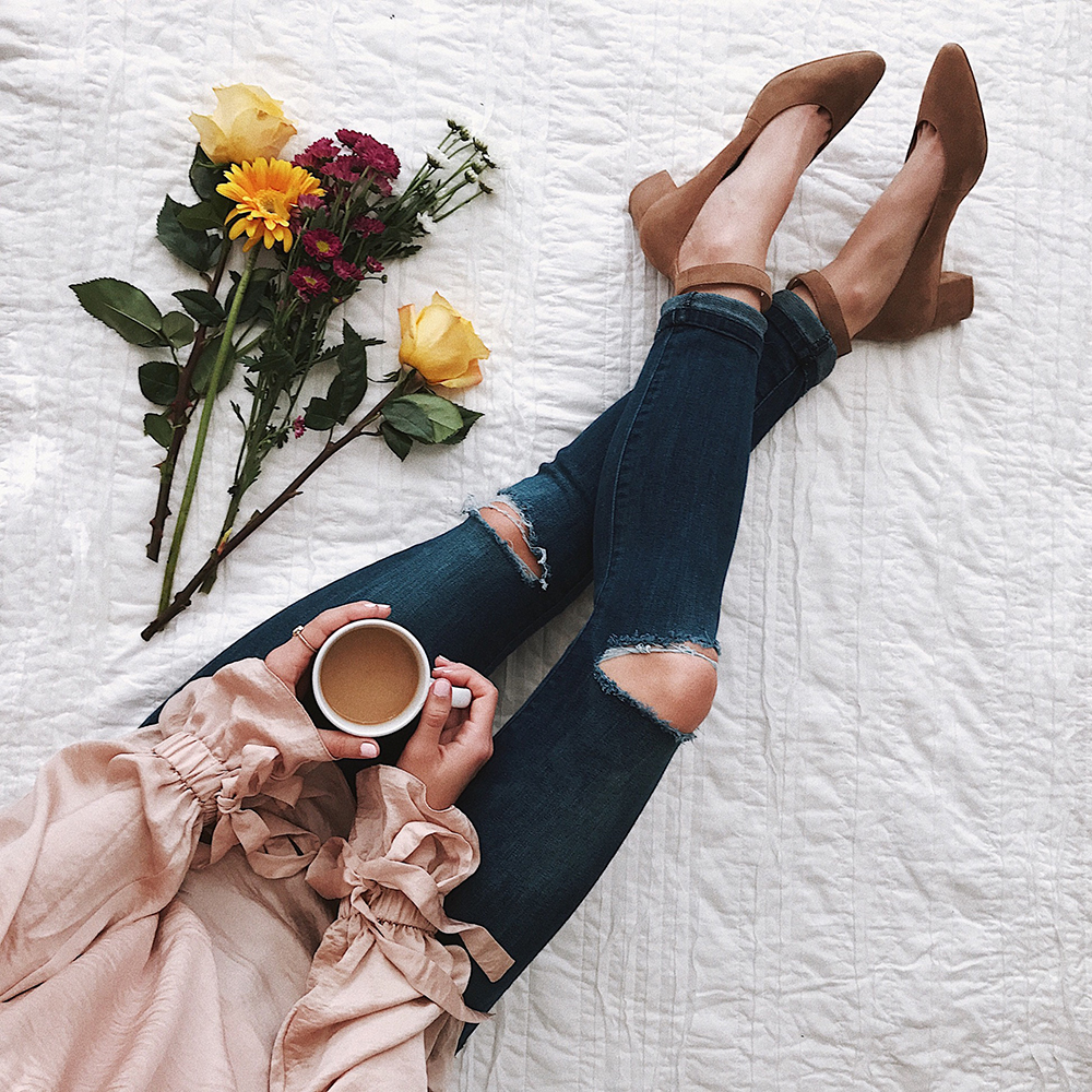 livvyland-blog-olivia-watson-instagram-roundup-livvylandblog-cozy-chic-boho-outfit-idea-blush-satin-top-block-heels