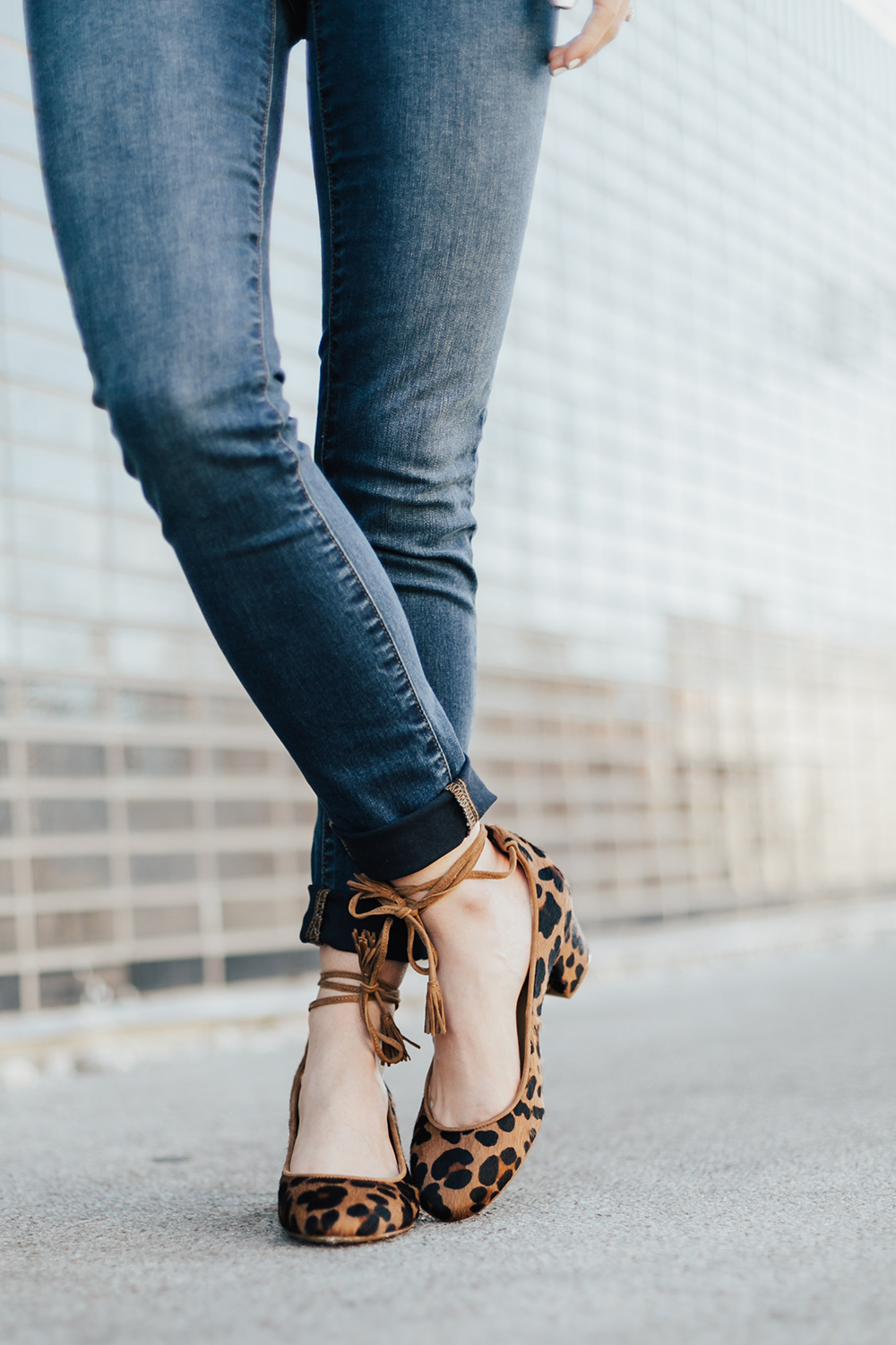 Leopard Lace-Up Block Heels - LivvyLand | Austin Fashion and Style Blogger