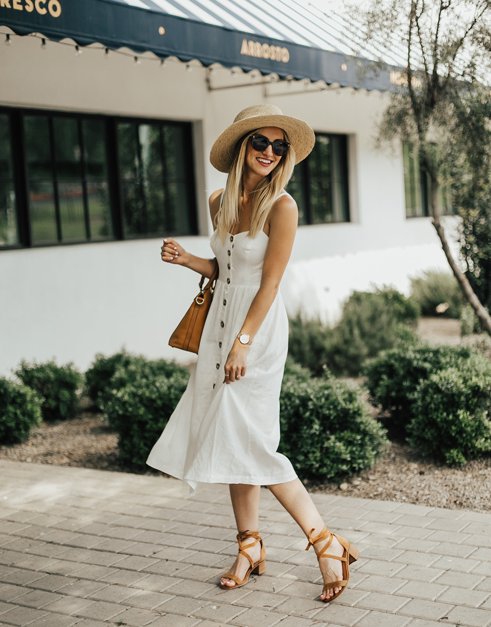 white midi sun dress