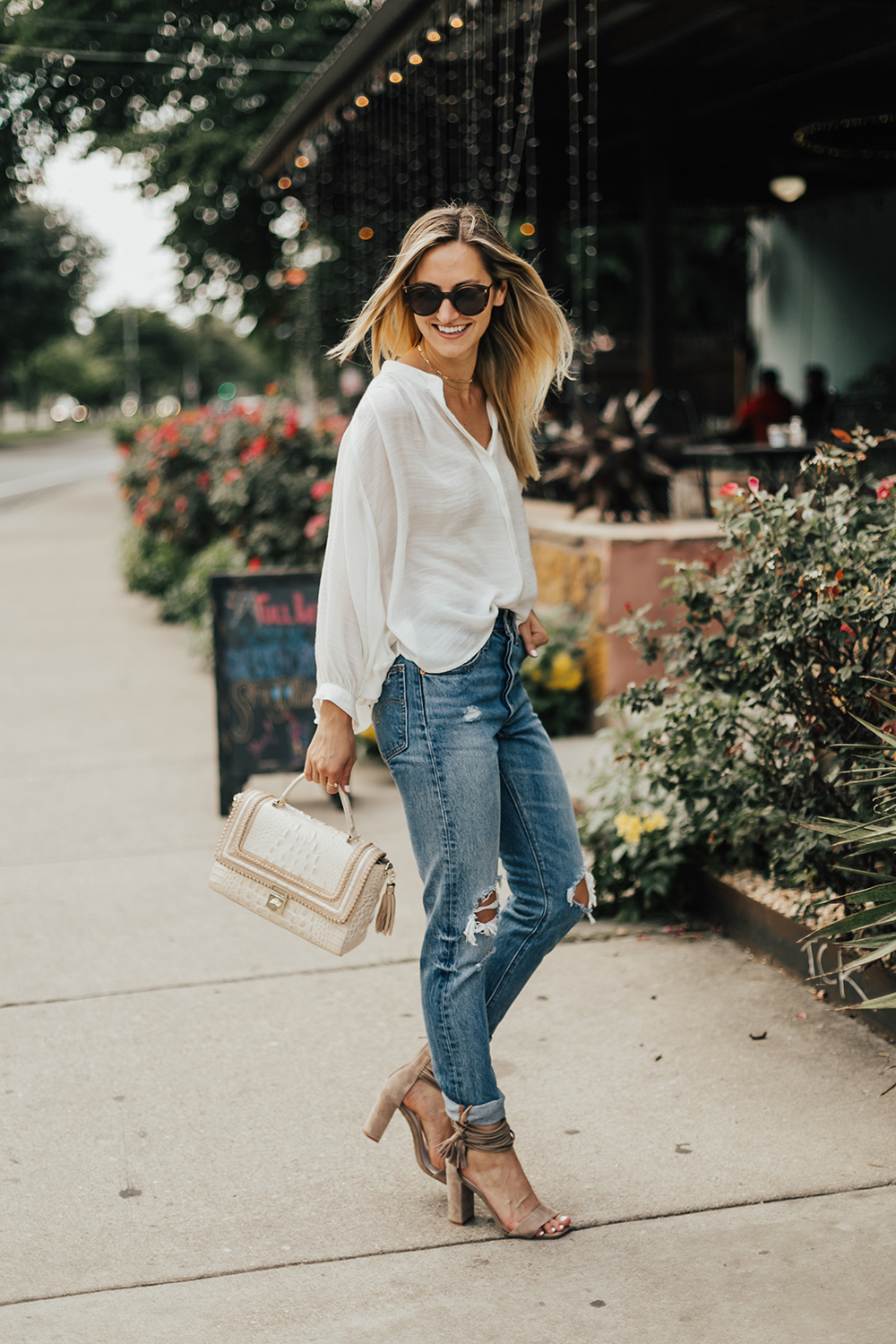 How to wear pastels in fall and winter - Christinabtv  Louis vuitton shoes  heels, Fashion, White ripped jeans