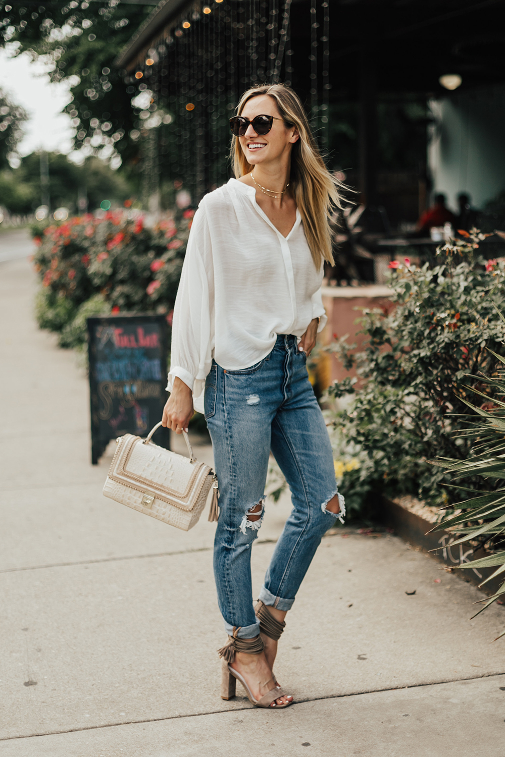 How to wear pastels in fall and winter - Christinabtv  Louis vuitton shoes  heels, Fashion, White ripped jeans