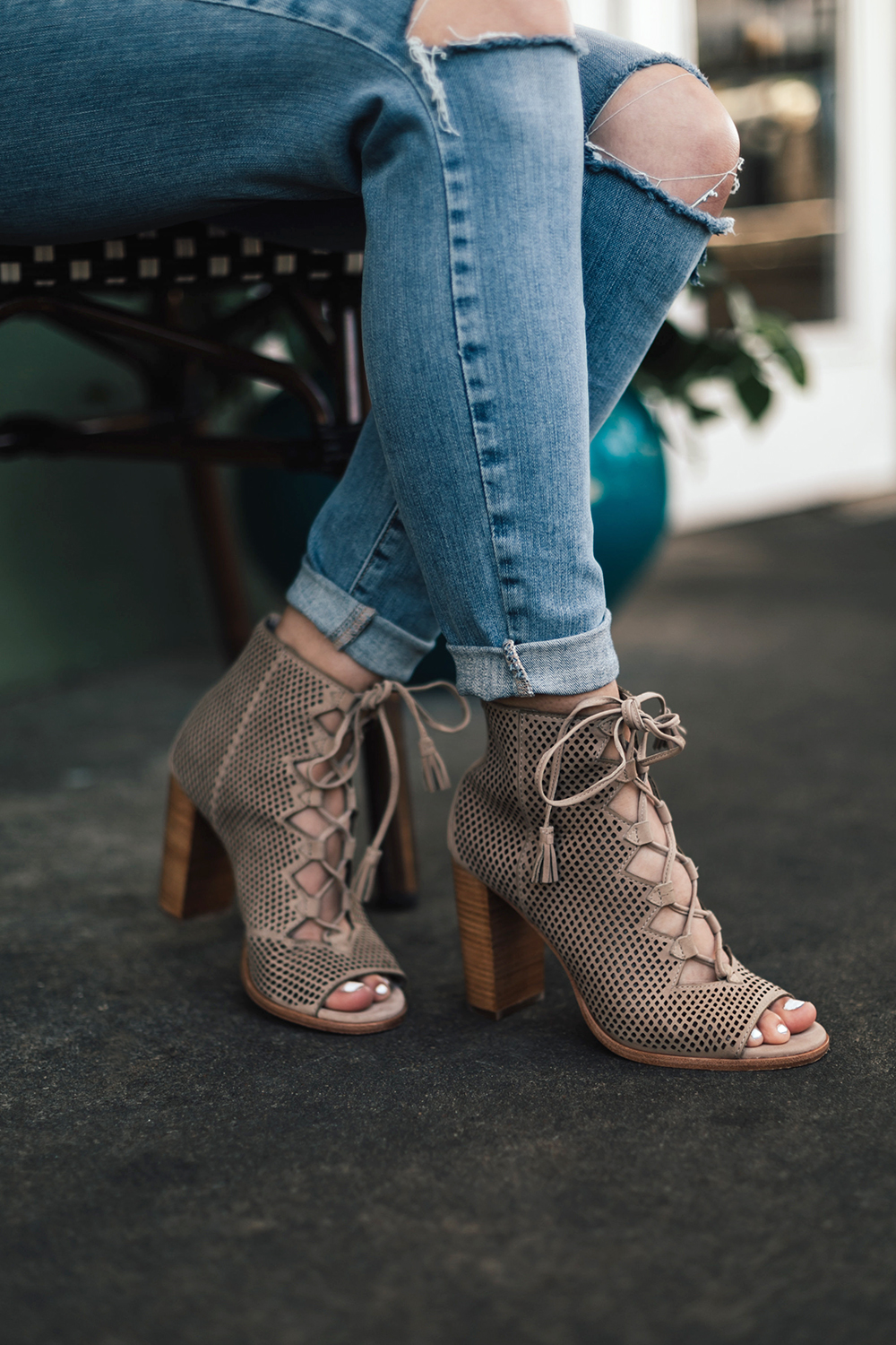 frye peep toe bootie