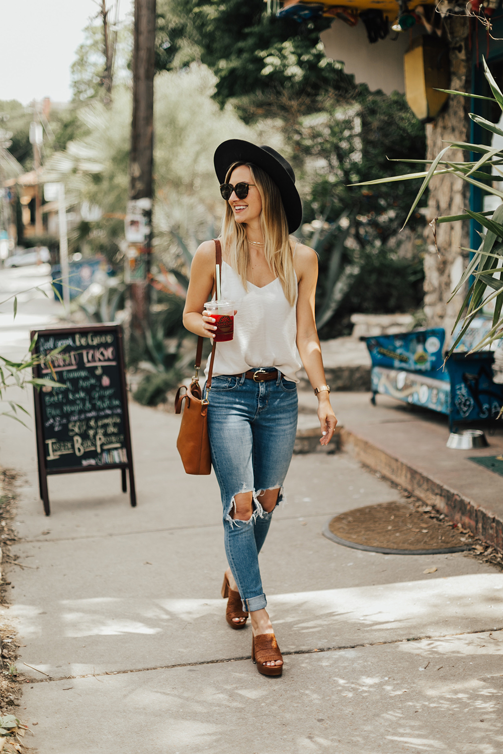 Black Cami Top & Cropped High Rise Jeans - LivvyLand