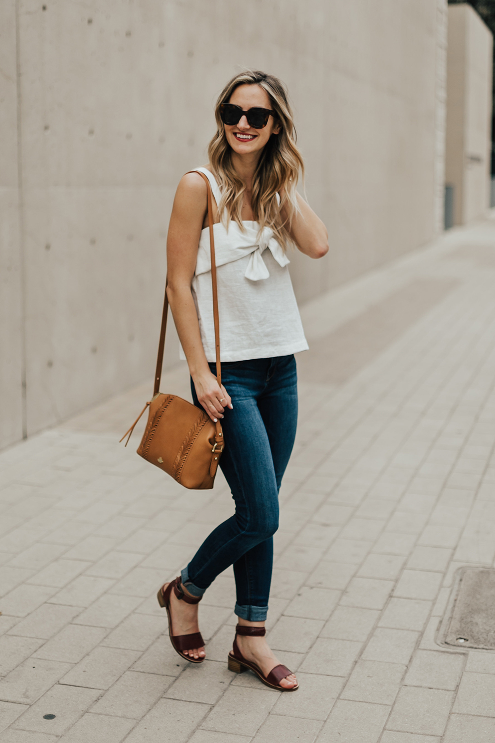 Knot-Front Linen Top - LivvyLand | Austin Fashion and Style Blogger