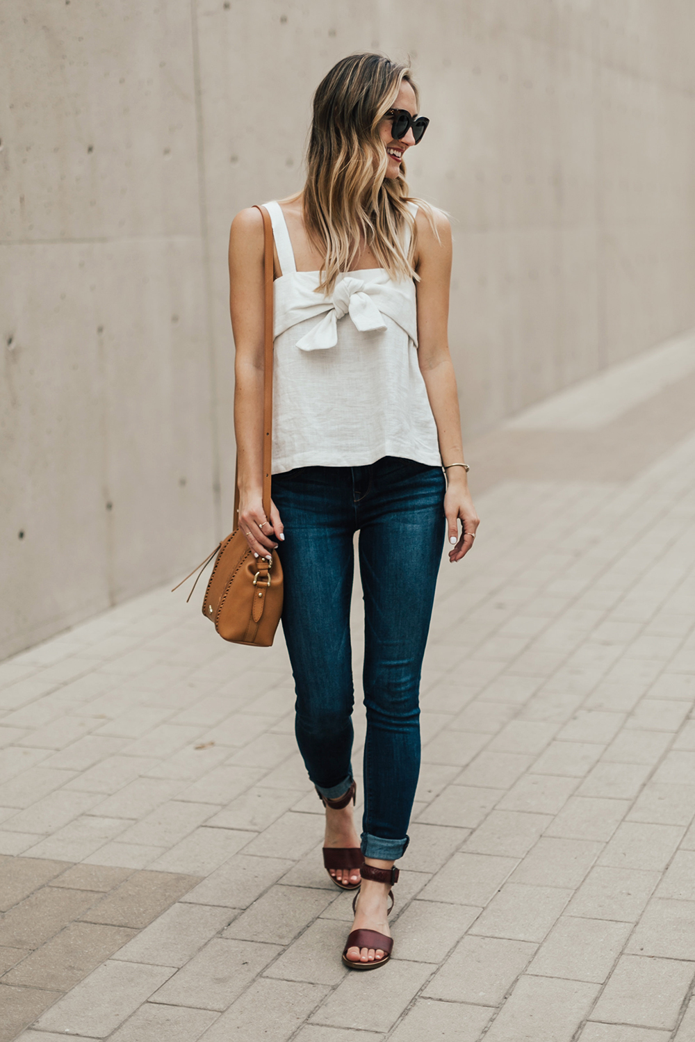 Knot-Front Linen Top - LivvyLand | Austin Fashion and Style Blogger
