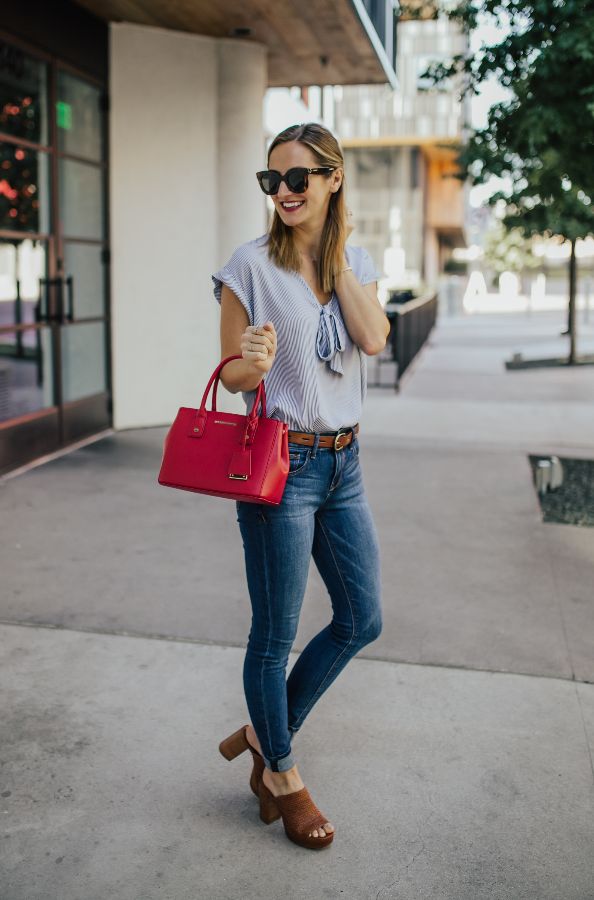 livvyland-blog-olivia-watson-new-york-and-company-striped-chiffon-top-red-handbag-austin-texas-fashion-blogger-3