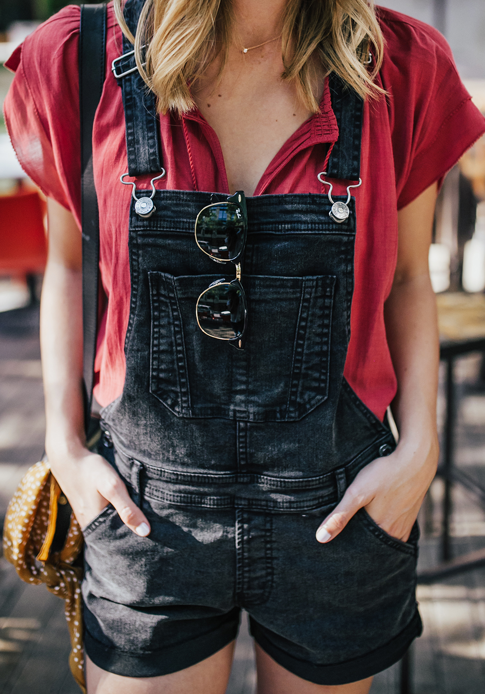 black overall shorts